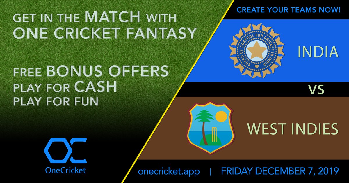 Get into the action! Play your favorite sport, show case your knowledge of the game and MAKE SOME CASH! IND v WI!!! Create your teams now by downloading the OneCricket App - apple.co/2UoGugS