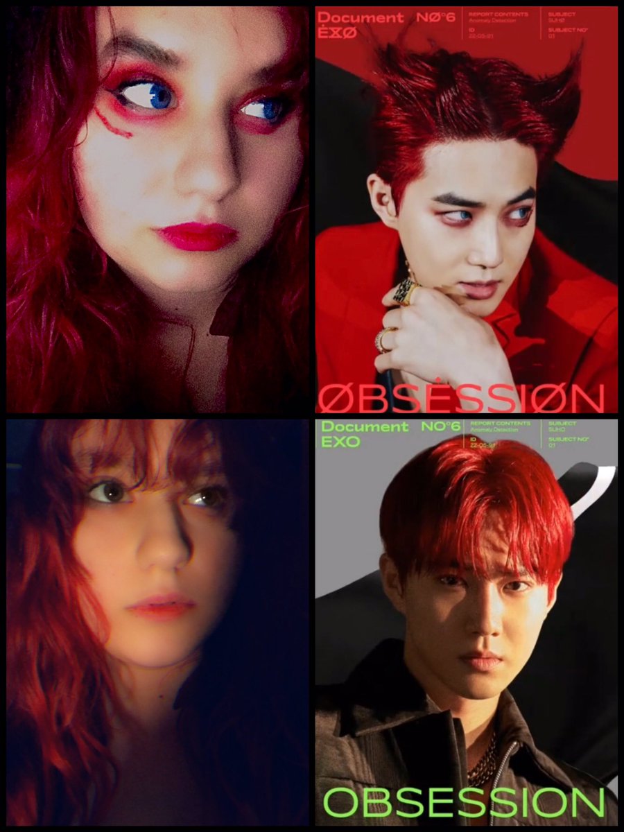 Red hair and blue contacts was always my look but I’m ready to share with my x-exo bias #ObsessedWithSUHO #OBSESSIONCHALLENGE