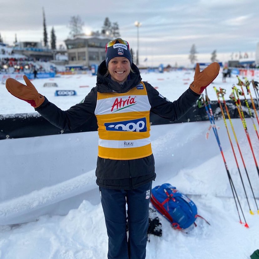NBCOlympics's tweet image. For the first time EVER, two American women lead the World Cup standings and share the honor of wearing the leader bib at the same time.

Way to go @MikaelaShiffrin and @sadiebjornsen ‼️

(via @usskiteam)