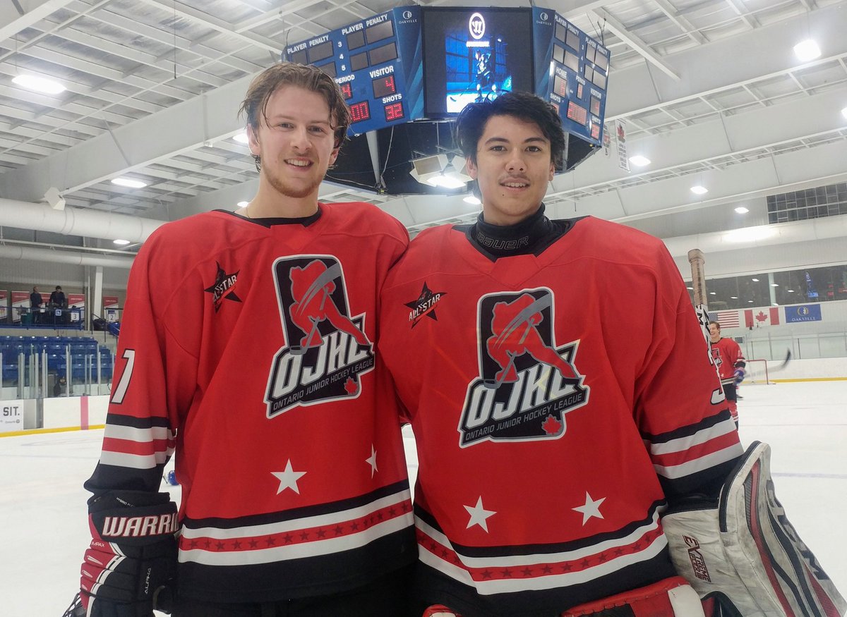 Winning smiles...
Our guys <a href="/mayday88_/">Connor May</a> &amp; <a href="/BeaverDamon/">Damon Beaver</a> after their squad's 6-4 victory in the <a href="/OJHLOfficial/">OJHL</a> all-star game in Oakville today.