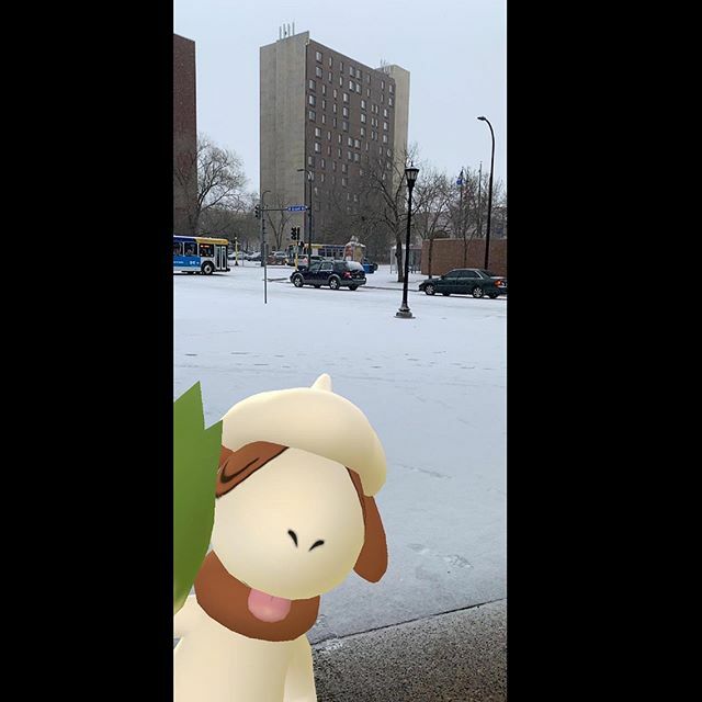 spindaround's tweet photo. it may be cold outside, but smeargle’s excited to go and catch some snowflakes on their tongue. #pokemon #pokemongo #letitsnow #minneapolis #smeargle #pokemongoar #pokemongoarplus #gosnapshot #itscoldoutside https://t.co/2XmHz0BqMA https://t.co/FRwjbx6uRd