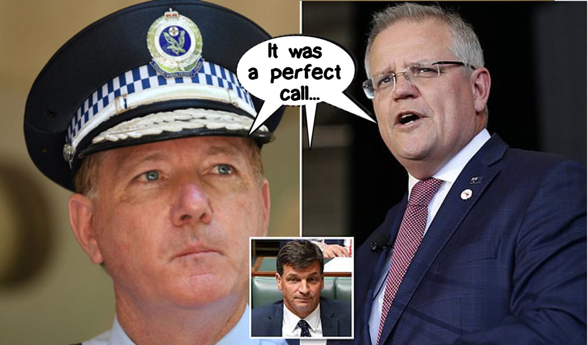 Morrison denies that a 'quid pro quo' was offered to his best mate, NSW police commissioner Mick Fuller to go easy on the investigation into forgery and uttering allegations against his beleagured minister Taylor. #auspol #AngusGate #Corruption #CallAFriend