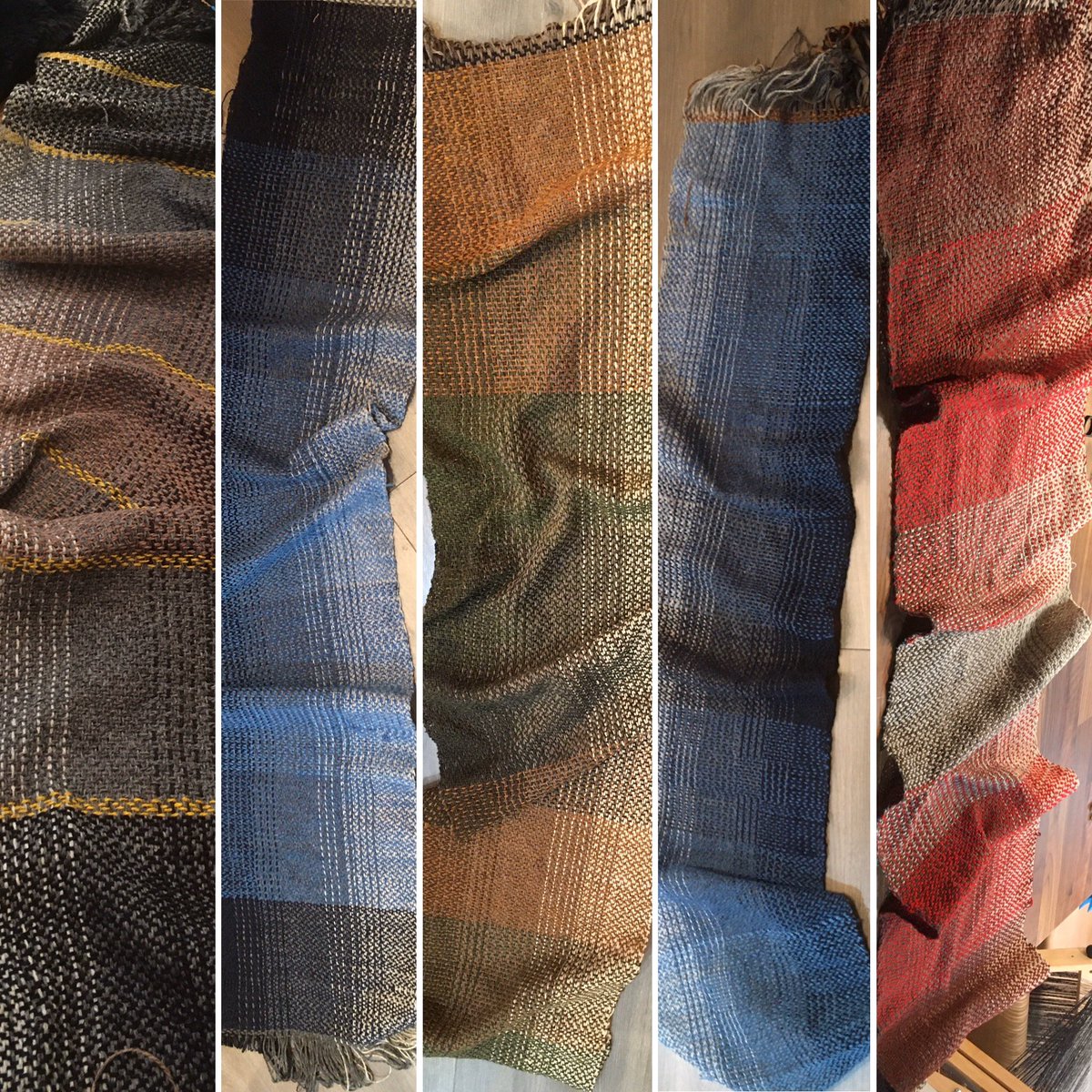 uppercanadaweav's tweet image. Five absolutely gorgeous Ombré shawls woven today in the beginners weaving class at @eweknitto #learntoweave #crafts #learnanewskill