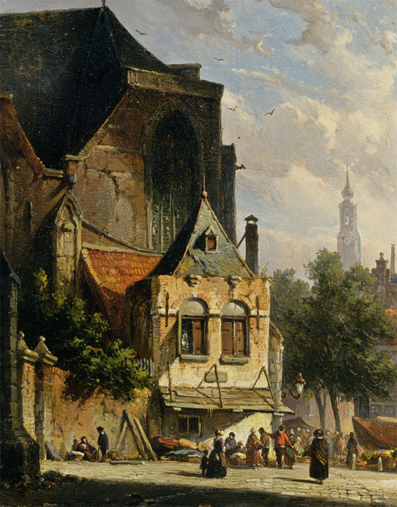 Busy Market in a Dutch Town
Adrianus Eversen 
1818-1897
 @EuropesHistory