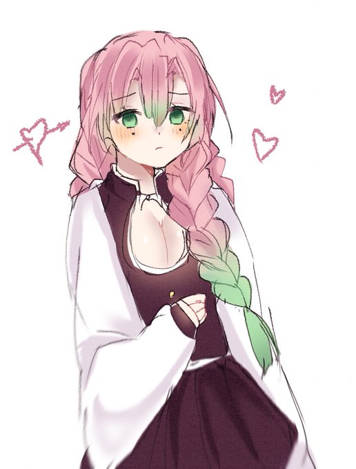 ※依頼絵遅れてたらDMくださいさんがTwitterに投稿した甘露寺蜜璃(鬼滅の刃)のイラスト。