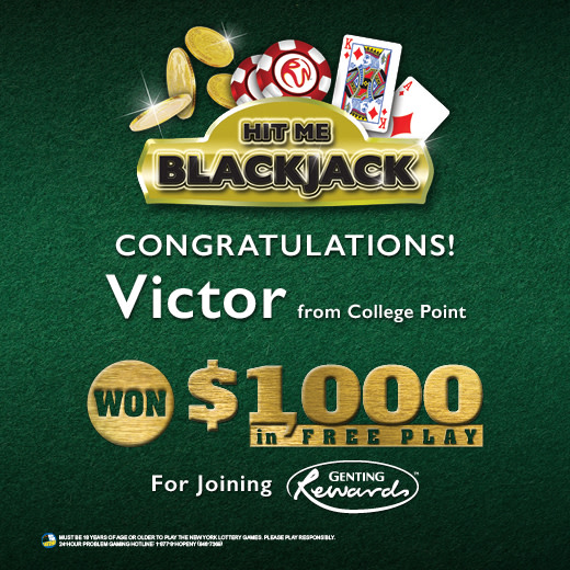 ResortsWorldNYC's tweet photo. ❤️♠️Hit me Black Jack♦️♣️
Victor just got $1,000 Free Play just for signing up for his #free membership card 🥳
Will you be next 🤨
Get signed up at Genting Rewards desk on the 1st-floor today!
#PlayDineUnwind #QueensNY #Casino #BlackJack
#gentingrewards #nyc #smile #fun https://t.co/npYg12CFvQ