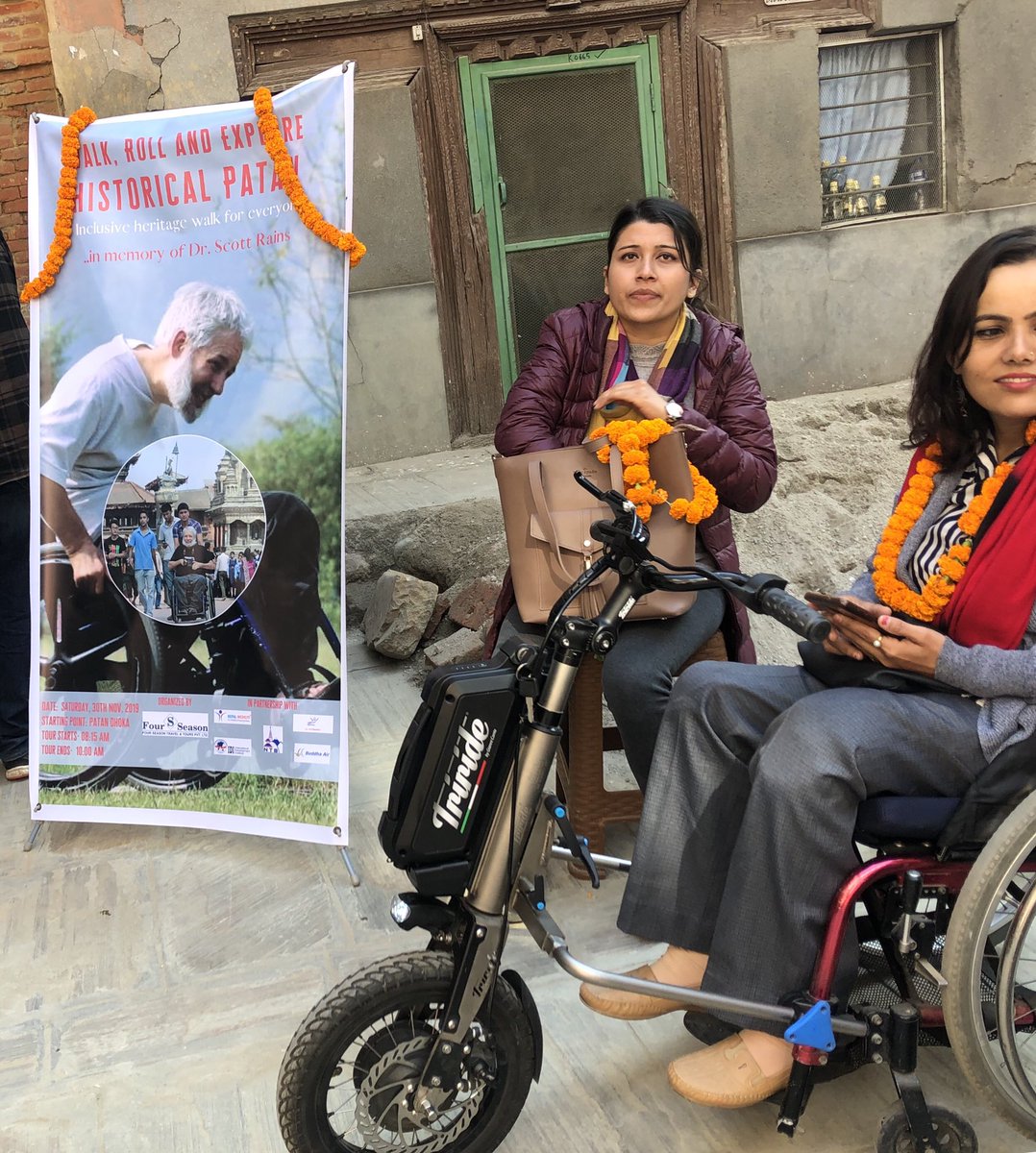 #Nepal celebrated birth anniversary of #ScottRains Patan excursion for friends with #disabilities. A temporary #ramp was put up in Mul chowk and the guided tour was organizd by @4SeasonTravel . 🙏🏼 to all participants n partners. #accessibletourism 
#adventureforall #nepaltourism