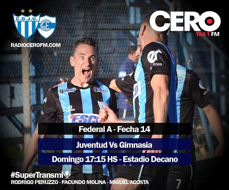 Este domingo #Juventud vs #Gimnasia 
👉EN VIVO 📻FM 104.1📱RadioCeroFM.com