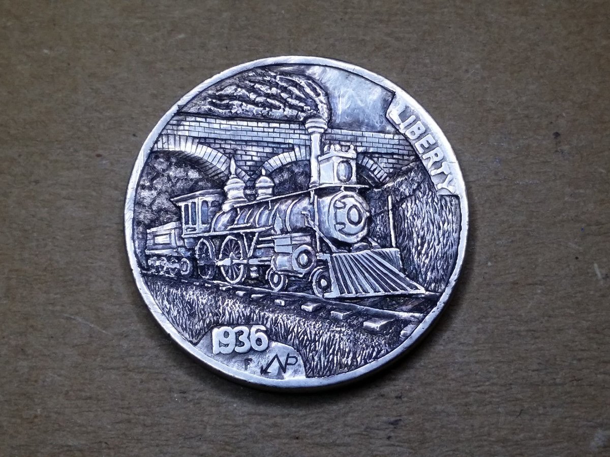 Hobo_Nickel_Soc's tweet image. #OTD 12/1/1903 The #GreatTrainRobbery was released starring #BronchoBilly Anderson #HoboNickel #CoinCarving by #NarimantasPalsis @nari_palsis
 #Movie