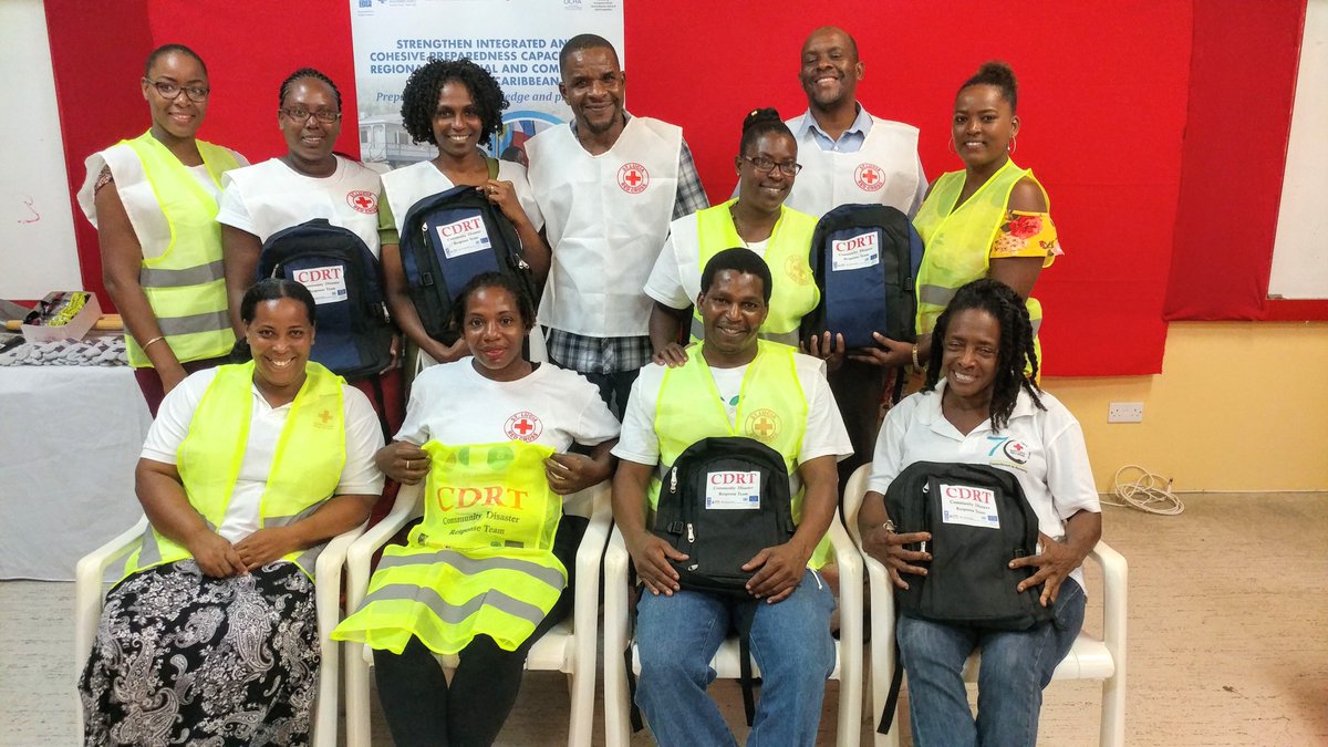As part of the #StLuciaRedCross #UNDP #CDEMA #IFRC funded project "Strengthen integrated and cohesive preparedness capacity at a regional, national and community level in the Caribbean" residents of Anse-la-raye get certified as #CDRTs (Community disaster response team) members.