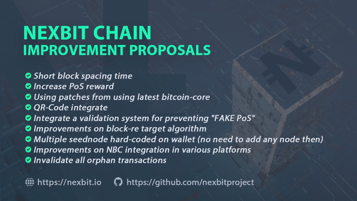 The much needed improvements are coming shortly.
Would love to see your support along the way 🙏
Join our official TG to keep yourself updated 👉🏻 t.me/nexbitofficial

<a href="/nexbitchain/">Nexbit Chain | NBC</a> #PoS $NBC