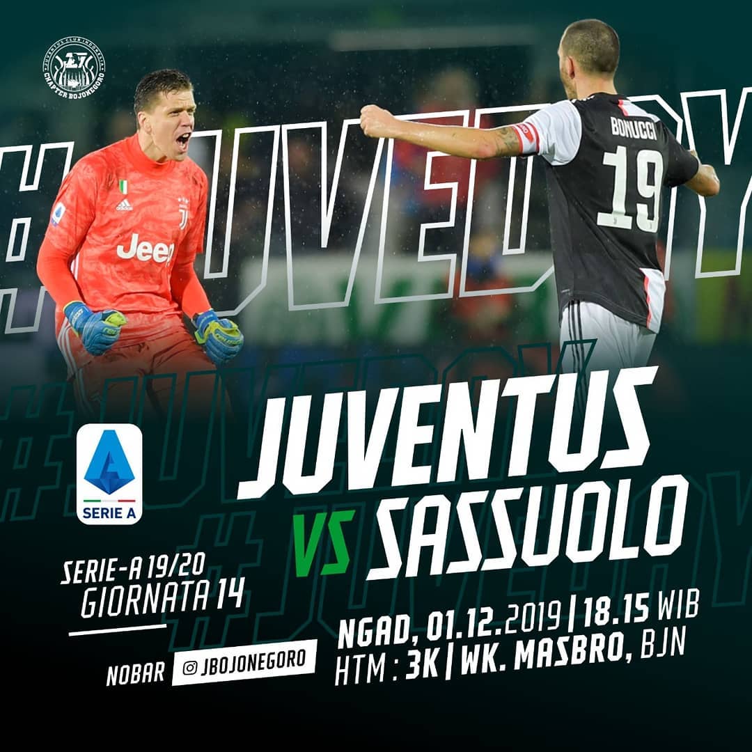 #Nobar
🏆 @seriea 19/20 Gio 14
⚽ <a href="/juventus/">JuventusMD</a> Vs Sassuolo
📅 Minggu, 01.12.2019
⏰ 18.15 WIB | 💰 3k
🏠 @alik_warkop_masbro
📞 @dimasbock31