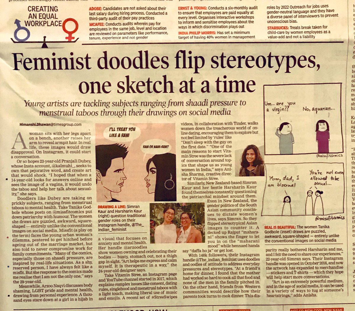 Fighting patriarchy one doodle at a time...great work by @Kalmuhi_ @missfitcomics @arzoodles @1indianfeminist ... 

#follow #HelpSpreadTheWord