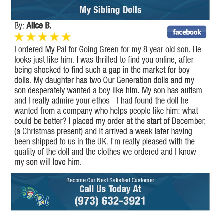 5 Star: Alice B. "I ordered My Pal for Going Green for my 8 year old son. He looks just like him. I was thrilled..." bit.ly/2pAFsTh