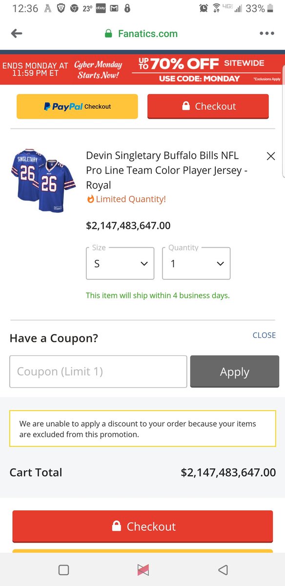 Really @fanatics, I know <a href="/motorsingletary/">Devin Singletary</a> is good but over $2 Billion? Hey Devin, show some love 🙋‍♂️ #billsmafia