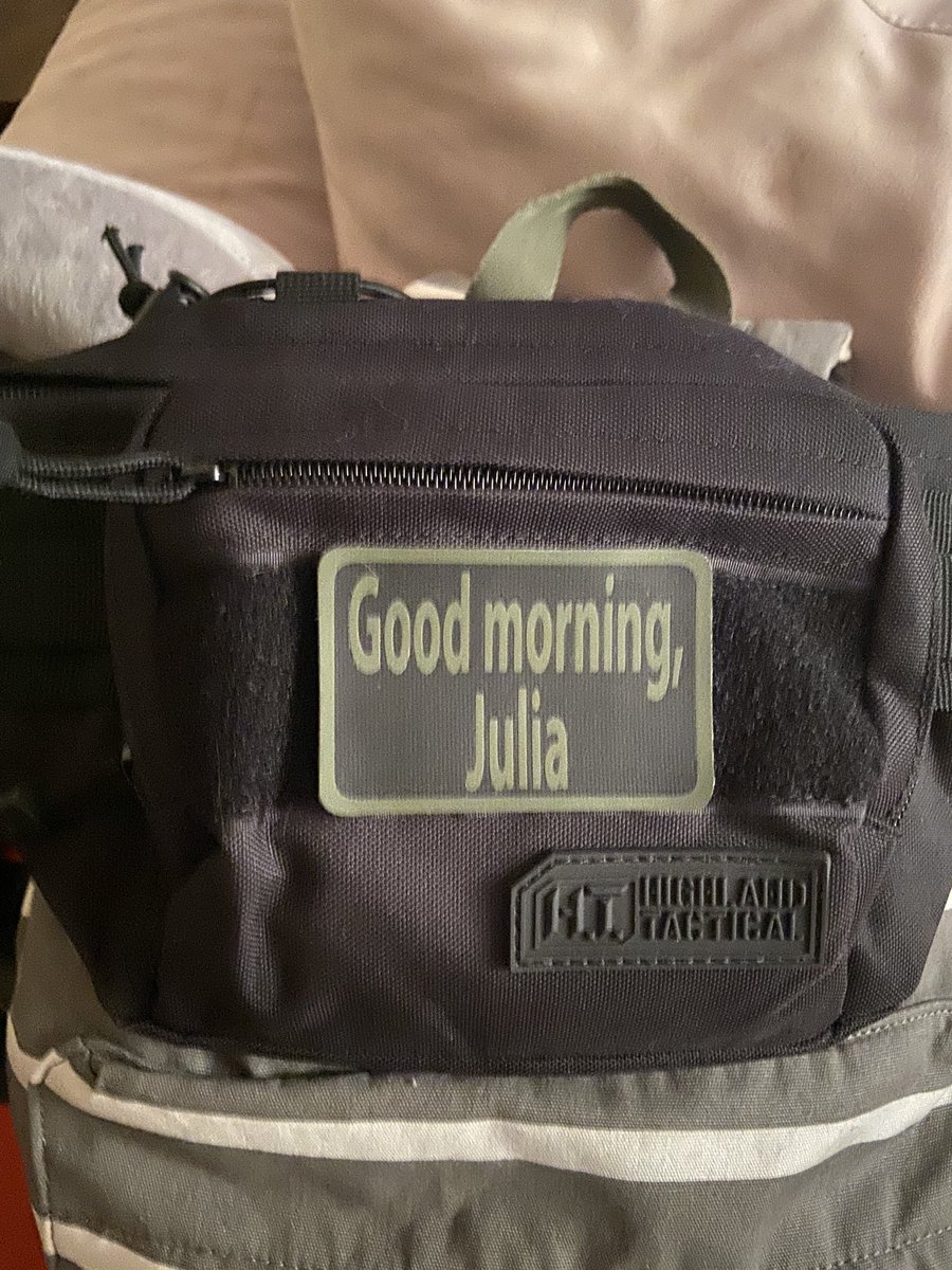 jdrummer29's tweet photo. @tomsegura @ChristinaP my wife called and asked “why does your travel bag say ‘good morning, Julia?’” https://t.co/9S1Uks3ctZ