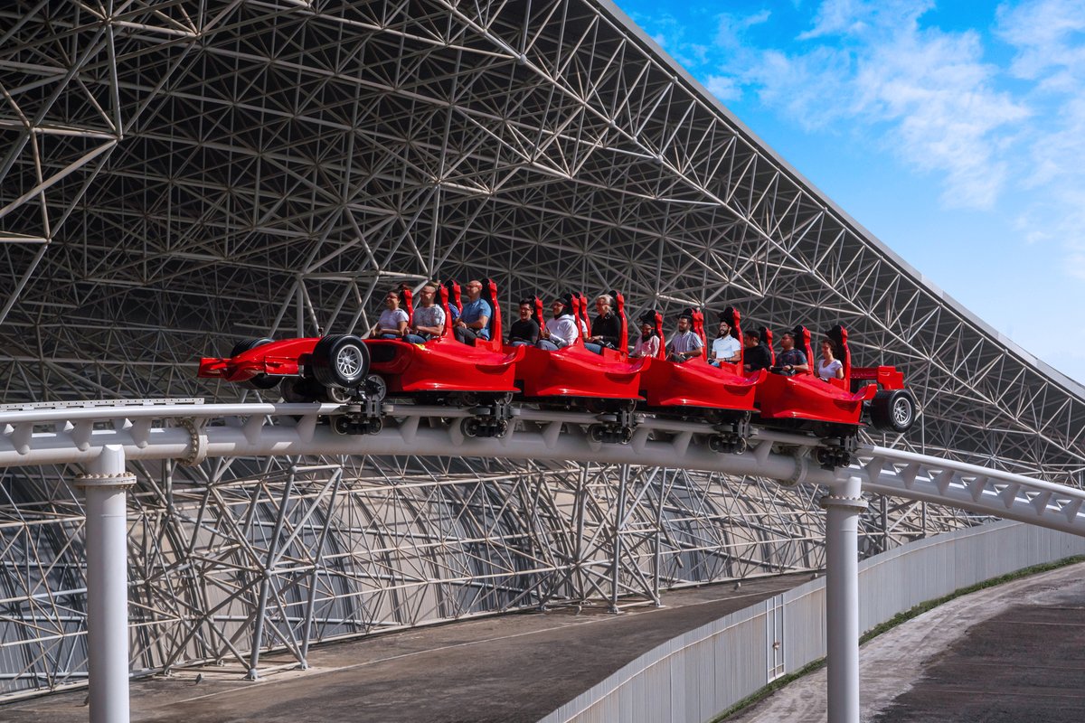FerrariWorldAD's tweet photo. Experience record-breaking speed during #AbuDhabiGP onboard the world’s fastest rollercoaster and find that #FerrariFeeling at 240km/h! 🏎 💨 #FormulaRossa #FerrariWorldAD #YasIsland #inAbuDhabi https://t.co/7QHtvv4PzE