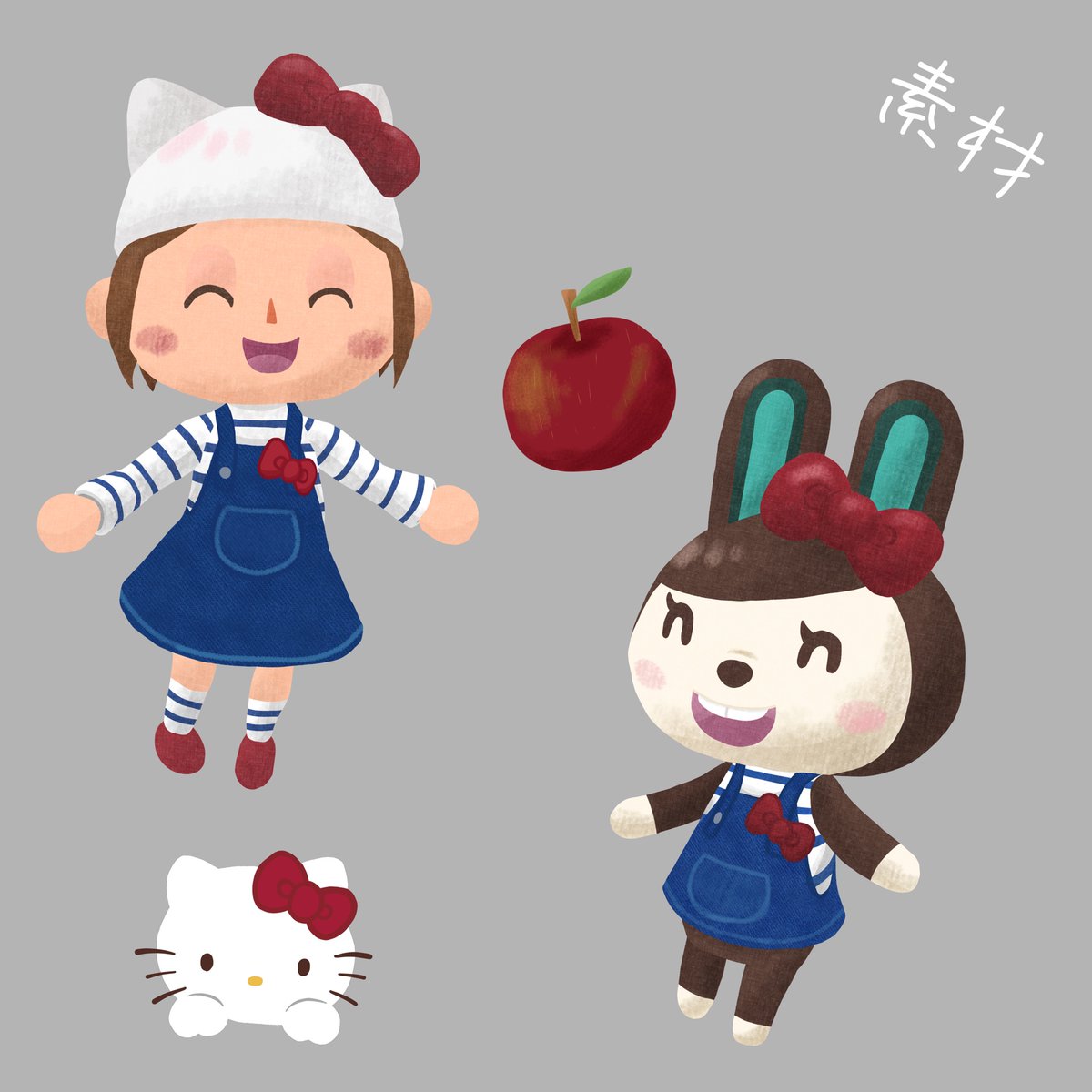 𝕂𝕖 𝕣 𝕚𝕒 Ke Ria どうぶつの森イラスト おまたせしました 3 りろちゃんとチョコ とキティーさん りんご 300個分の気合いで描きました Riroriro Aim ポケ森 どうぶつの森 Animalcrossing Acpc ポケ森美術部 絵描きさんと繋がり