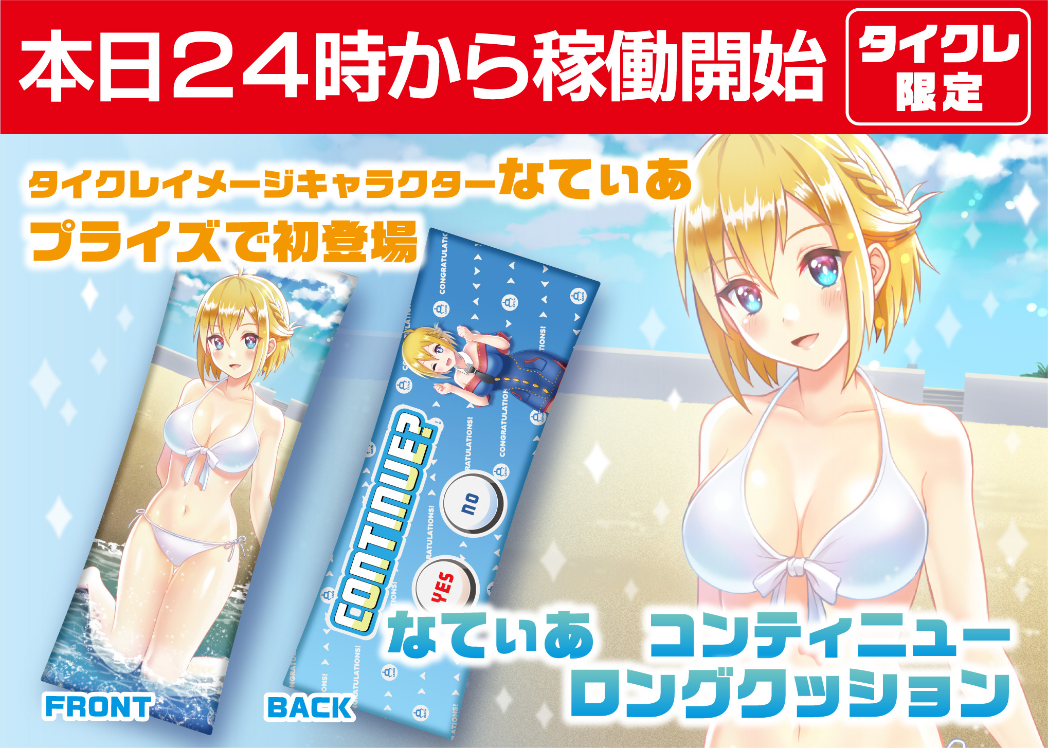 タイトーオンラインクレーン限定 なてぃあBIGロングクッション タイトーオンラインクレーン限定なてぃあBIGロングクッション