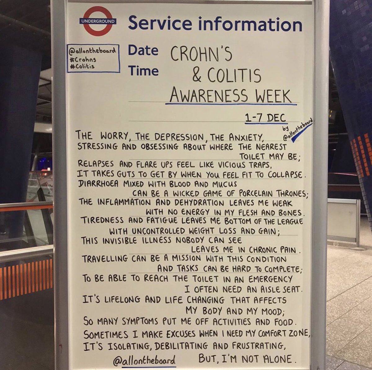 You are not alone.

Artists <a href="/allontheboard/">All On The Board</a> remind us that we are all stronger together this #Crohns and #Colitis #AwarenesWeek.
