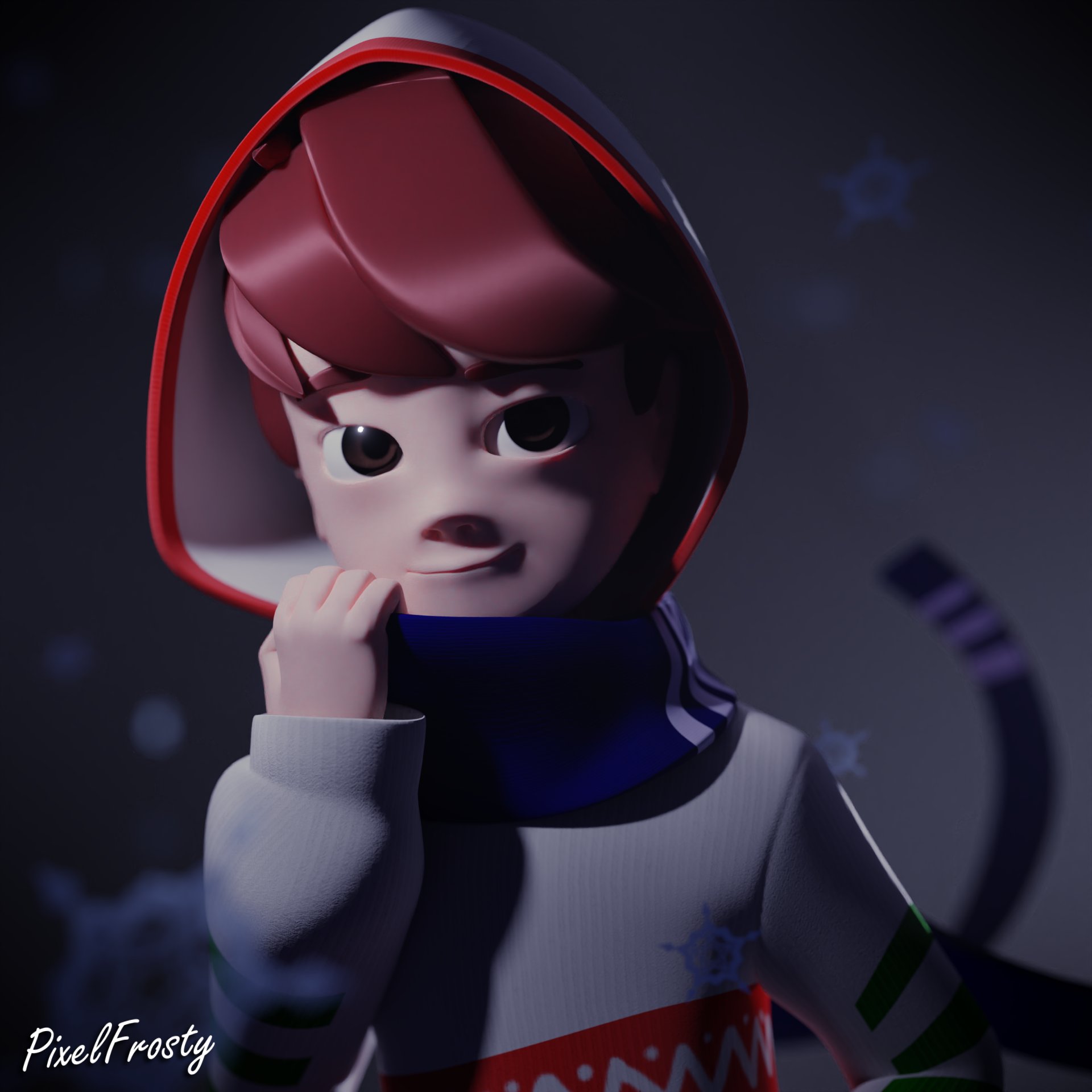 Pixelfrosty December 1st ツ Love How This Render Turned Out Having An Original Model For My Character Instead Of It Being An Mc Or Splatoon Character Is Nice For A