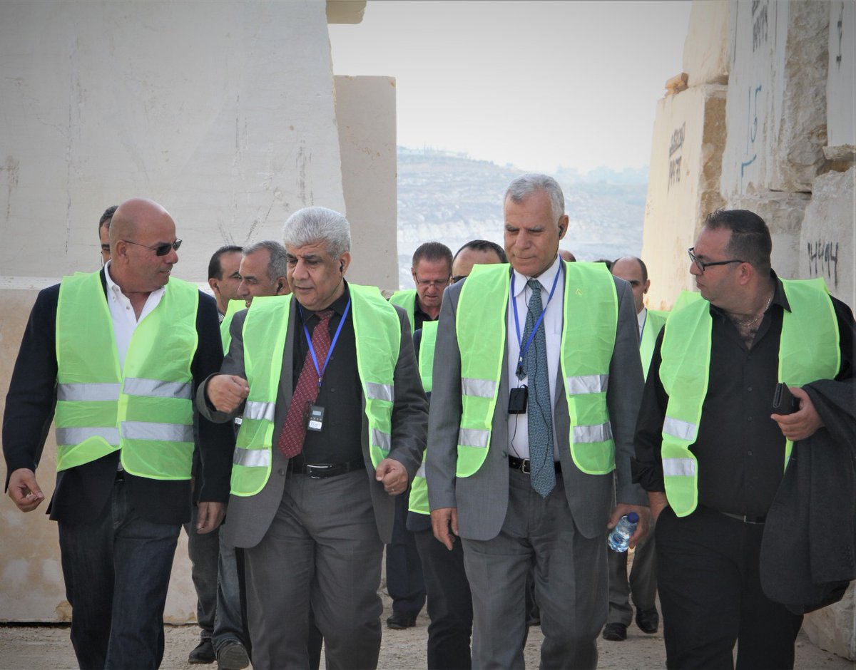 NassarStone's tweet photo. A professional delegation of the Palestinian Engineers' Association were received by Mr. Nassar Nassar at the Nassar Stone's Bethlehem HQ and plant to witness the international scale and quality of Nassar's automated production and hitech machinery. https://t.co/yDexBGel93