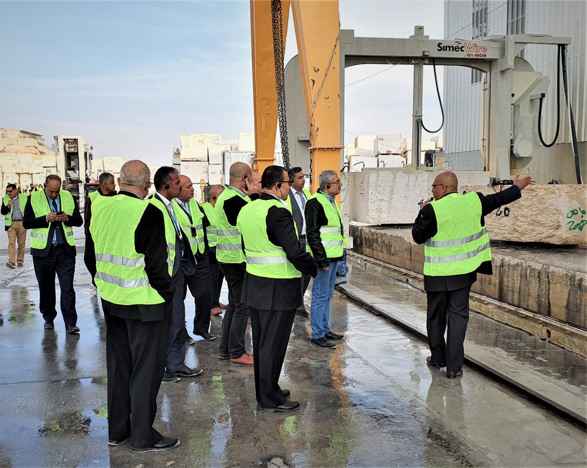 NassarStone's tweet photo. A professional delegation of the Palestinian Engineers' Association were received by Mr. Nassar Nassar at the Nassar Stone's Bethlehem HQ and plant to witness the international scale and quality of Nassar's automated production and hitech machinery. https://t.co/yDexBGel93