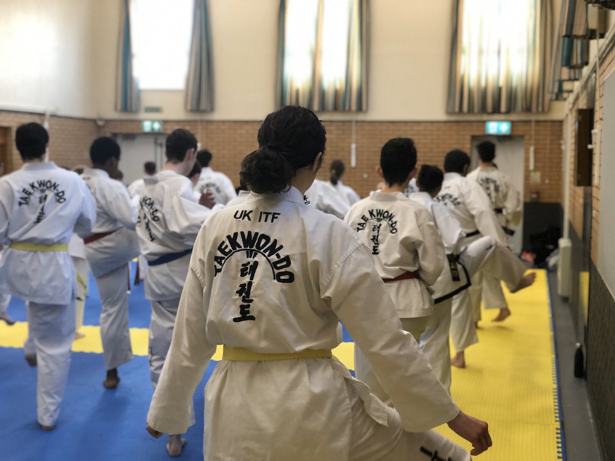 HSTSTKD's tweet photo. What a fantastic All Day Training at HSTS today. Covering all the aspects of the grading syllabus and more. Great indomitable spirit from all students. Well done. #hststkd #utatkd #ukitf #hitchin https://t.co/bMOi1PTrFB