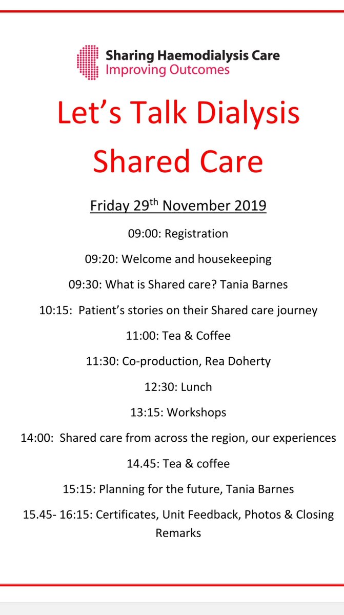 tbigmore's tweet photo. A big thanks to all our speakers who came to share their knowledge and stories with us on our first regional shared care study day, and also to everyone who attended. Looking forward to networking together to move shared care forward in northern ireland  #dialysissharedcare https://t.co/SdLoY9PYbV