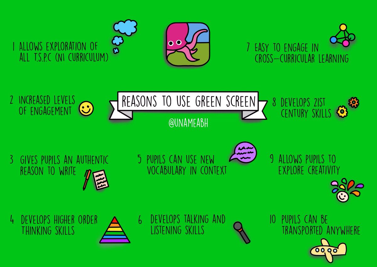 10 reasons to use green screen in the classroom. A redo of my original sketch note <a href="/DoInkTweets/">DoInk Tweets</a> #ipaded #greenscreen #edchat