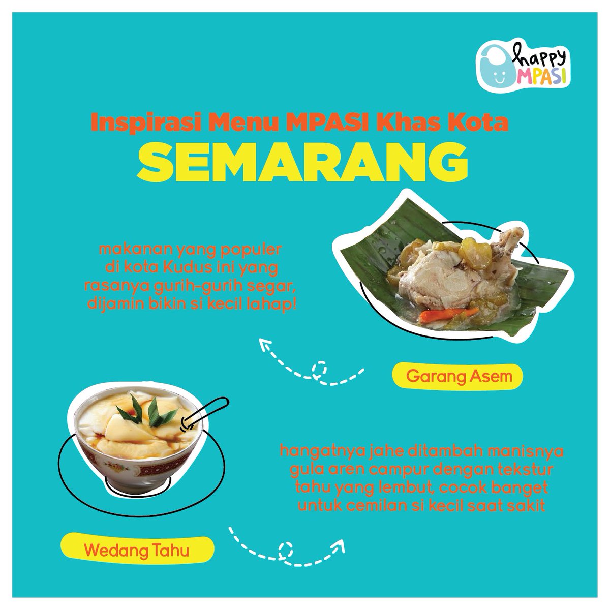 HappyMPASI's tweet photo. Kira-kira ada makanan khas kota Semarang apalagi yang bisa juga jadi menu MPASI si kecil nih moms? Share di comment ya!
#HappyMPASI #HMtrivia #inspirasimenu https://t.co/I9dARCoU5O