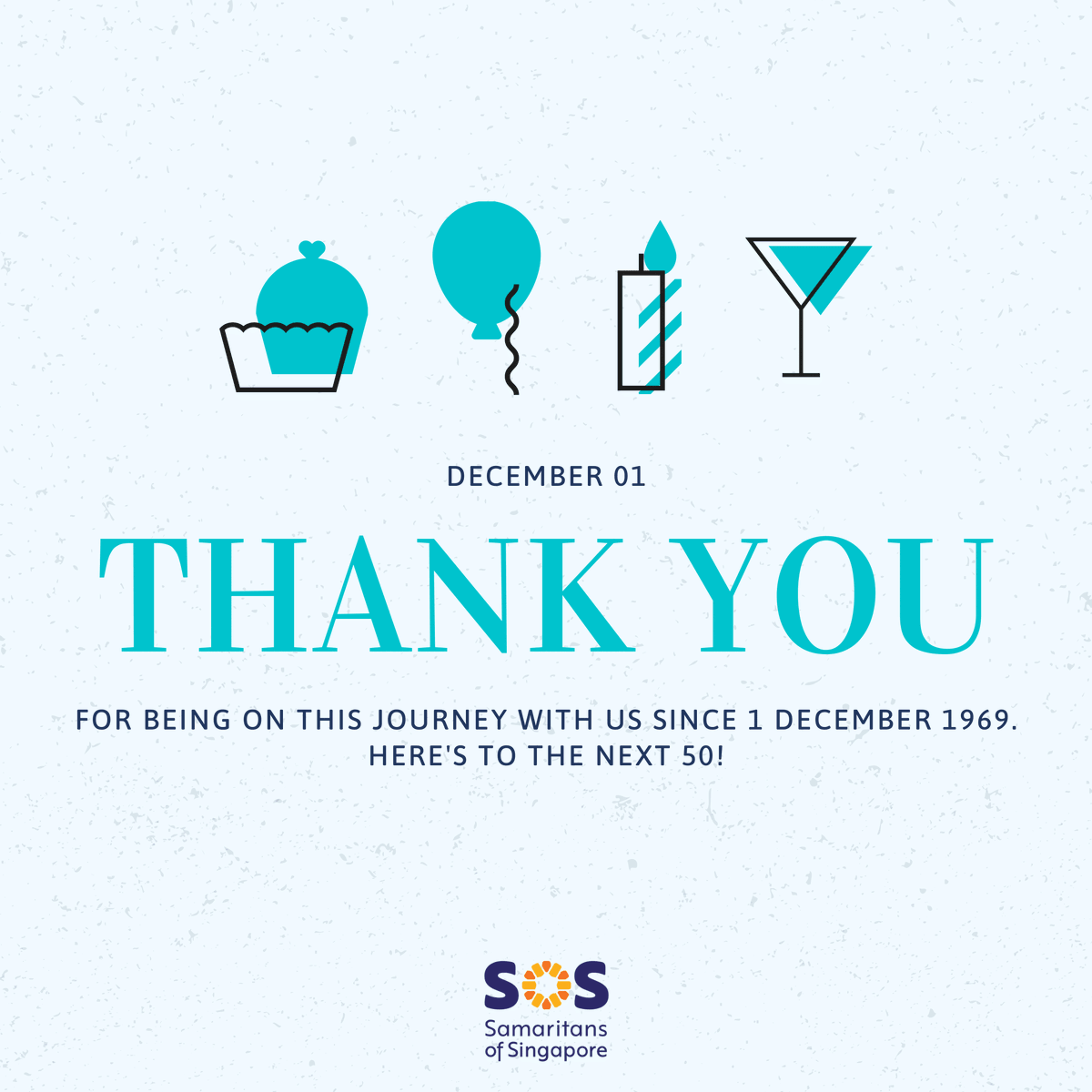 samaritansofsg's tweet photo. Today we officially turn 50!
In conjunction with #GivingWeekSG and our golden jubilee, we wish to raise $5,000 and we hope you can make our wish come true!
You can help fulfill our wish here: https://t.co/T72mpmJcOe
#CityofGood #OrganisationsofGood #SgCares #donate https://t.co/yDeUiNKhIy