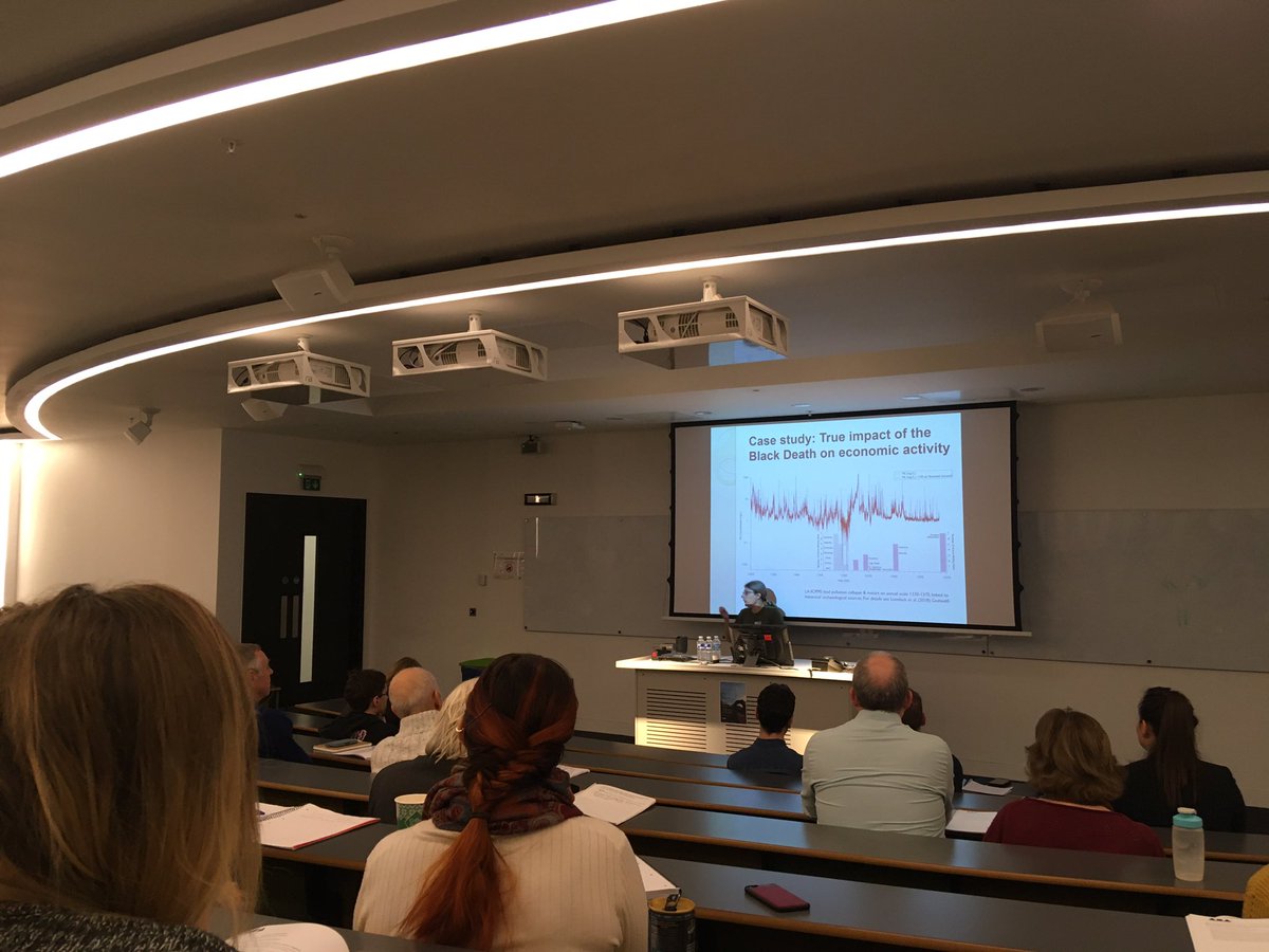 Estalwin's tweet photo. Now we have @PalaeoHan talking about lead mining in the Peak District and the impact of the Black Death on lead levels in the environment. I do love the 14th C #aea19 #aea40 https://t.co/IDluZudGSE