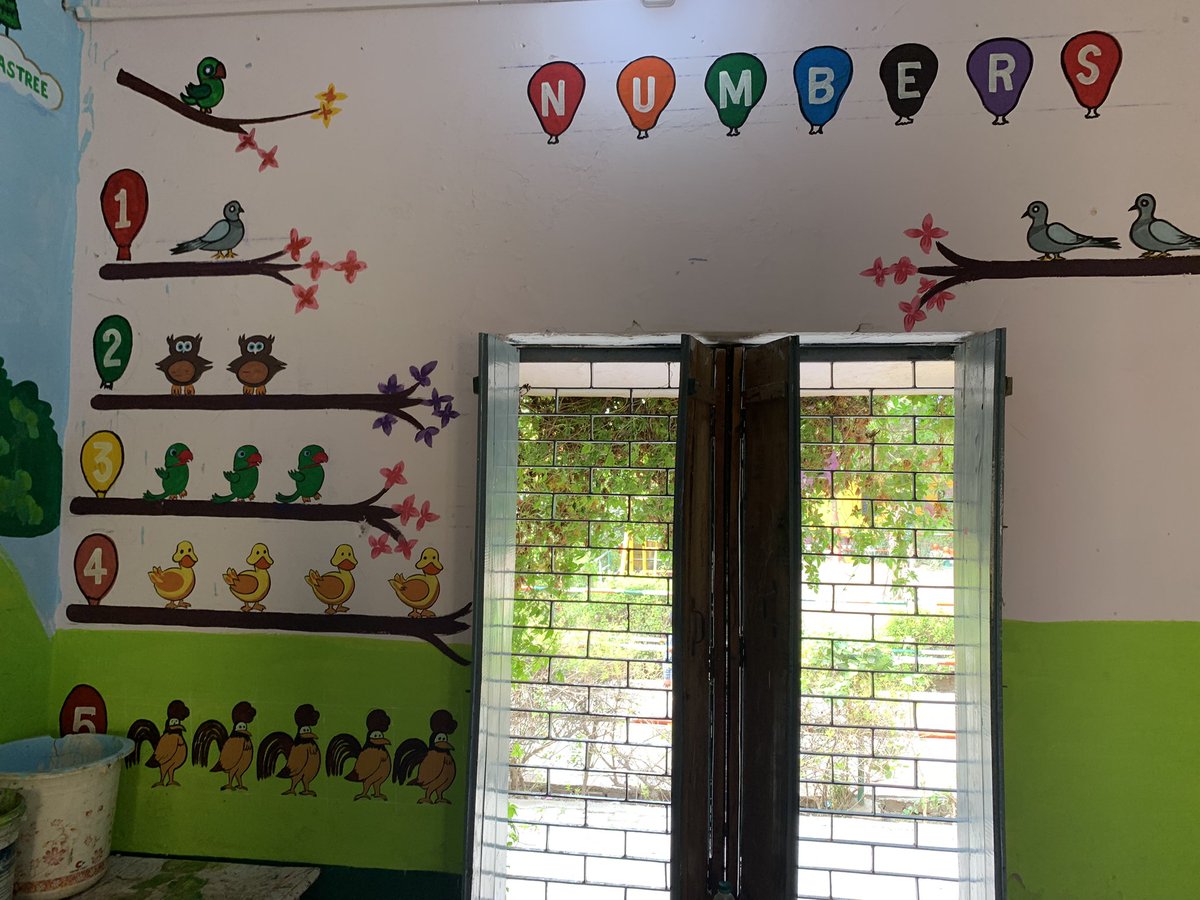 skjsaurabh's tweet image. I have got a class painted in a rural school in Mathura district. Kids were really happy with these educational designs on their classroom walls. Gives lot of satisfaction