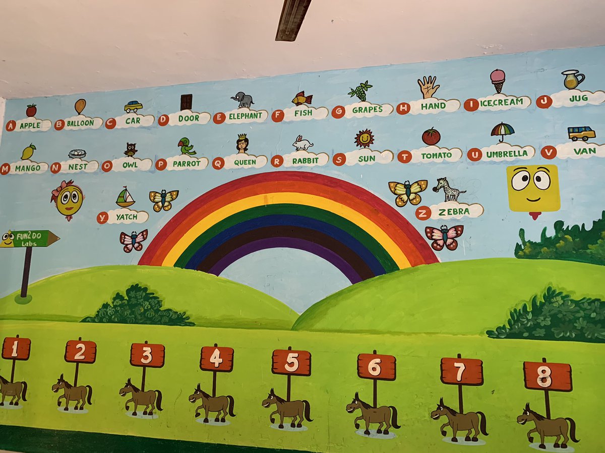 skjsaurabh's tweet image. I have got a class painted in a rural school in Mathura district. Kids were really happy with these educational designs on their classroom walls. Gives lot of satisfaction