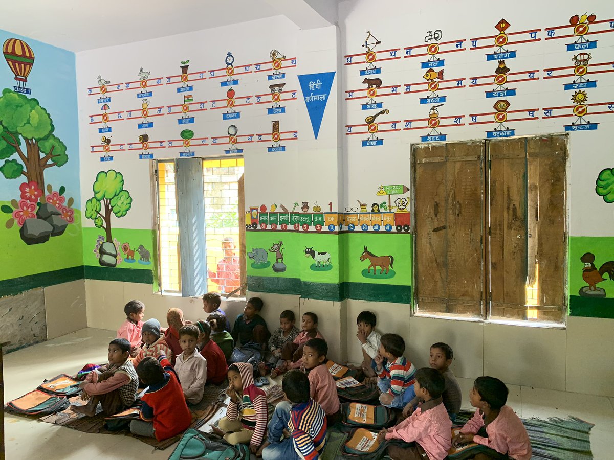 skjsaurabh's tweet image. I have got a class painted in a rural school in Mathura district. Kids were really happy with these educational designs on their classroom walls. Gives lot of satisfaction