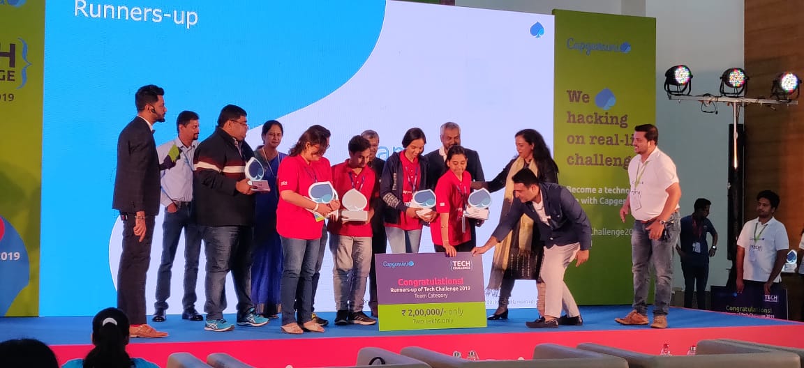 CapgeminiIndia's tweet photo. The results are out!🏆
Congratulations Team Turing Tumblrz on securing the runner-up position at #TechChallenge2019 👏💯🎉 https://t.co/NwUji9U52K