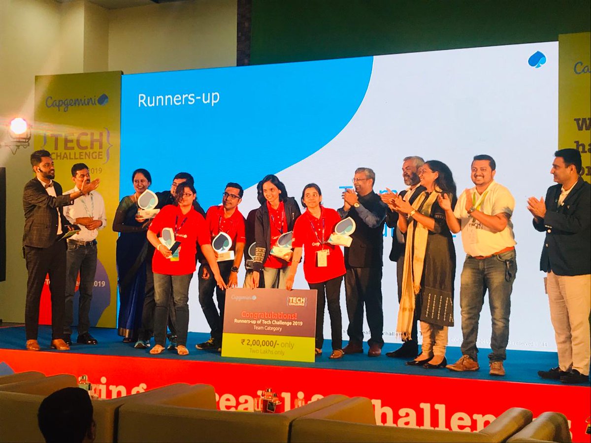CapgeminiIndia's tweet photo. The results are out!🏆
Congratulations Team Turing Tumblrz on securing the runner-up position at #TechChallenge2019 👏💯🎉 https://t.co/NwUji9U52K