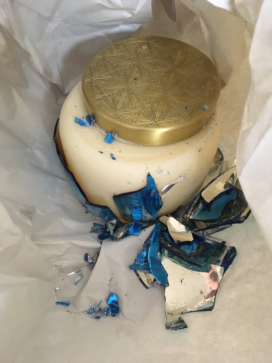 BandTRuns's tweet photo. When you buy a gorgeous Black Friday bargain for a beautiful daughterโs Christmas, then stress of massively delayed trains and over-running parking means husband accidentally drops bag. @AnthropologieEU can we still light this candle safely in a different bowl?? #feellikecrying https://t.co/S6MXlI5Jvs
