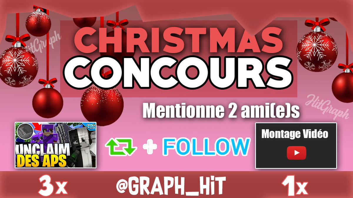 graph_hit's tweet image. Christmas CONCOURS [1]🎁

GAGNE 3 miniatures ainsi qu&apos;un montage vidéo, 
c&apos;est tous les 10 jours dans le mois de décembre sur le twitter @graph_hit  !

Pour participer et gagner ce lot : 
❤️Follow @graph_hit 
🔁Retweet ce tweet
👫Mentionne 2 ami(e)s

T.A.S : 10 décembre 🎅.