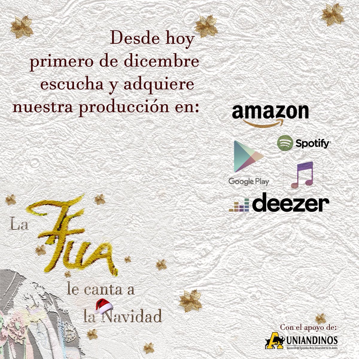 #Desdehoy #LaTFUAlecantaalanavidad #escuchalo <a href="/TFUA/">Tuna Femenina Uniandina</a> <a href="/Uniandes/">Uniandes</a> <a href="/EcoAndinosCO/">Economía Uniandinos</a> #Villancicos