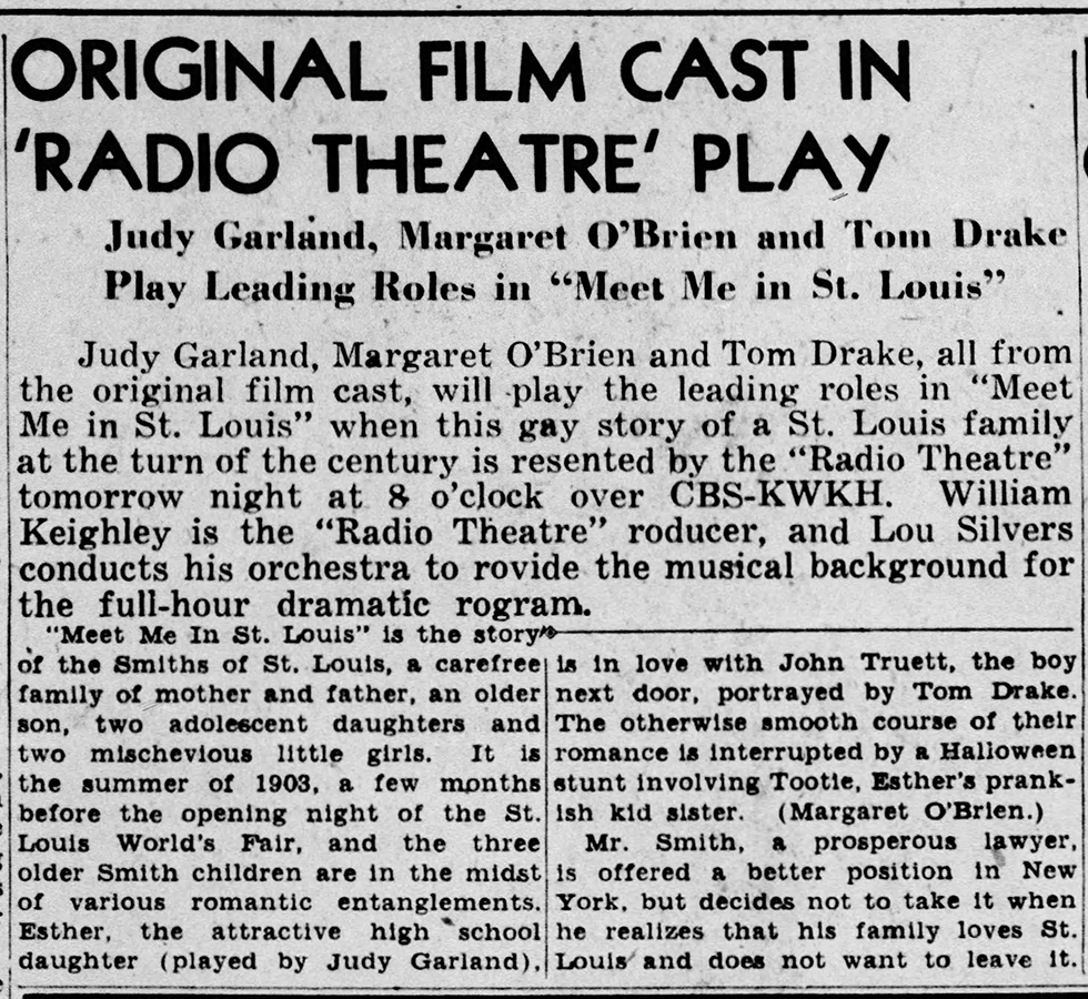 December 1, 1946:  Judy Garland, Margaret O'Brien &amp; Tom Drake, rehearsed the radio version of "Meet Me In St. Louis" for the Lux Radio Theater broadcast. 

Listen to the rehearsal here:
thejudyroom.com/songs/Meet-Me-…

#judygarland #meetmeinstlouis #luxradio #luxradiotheater #thejudyroom