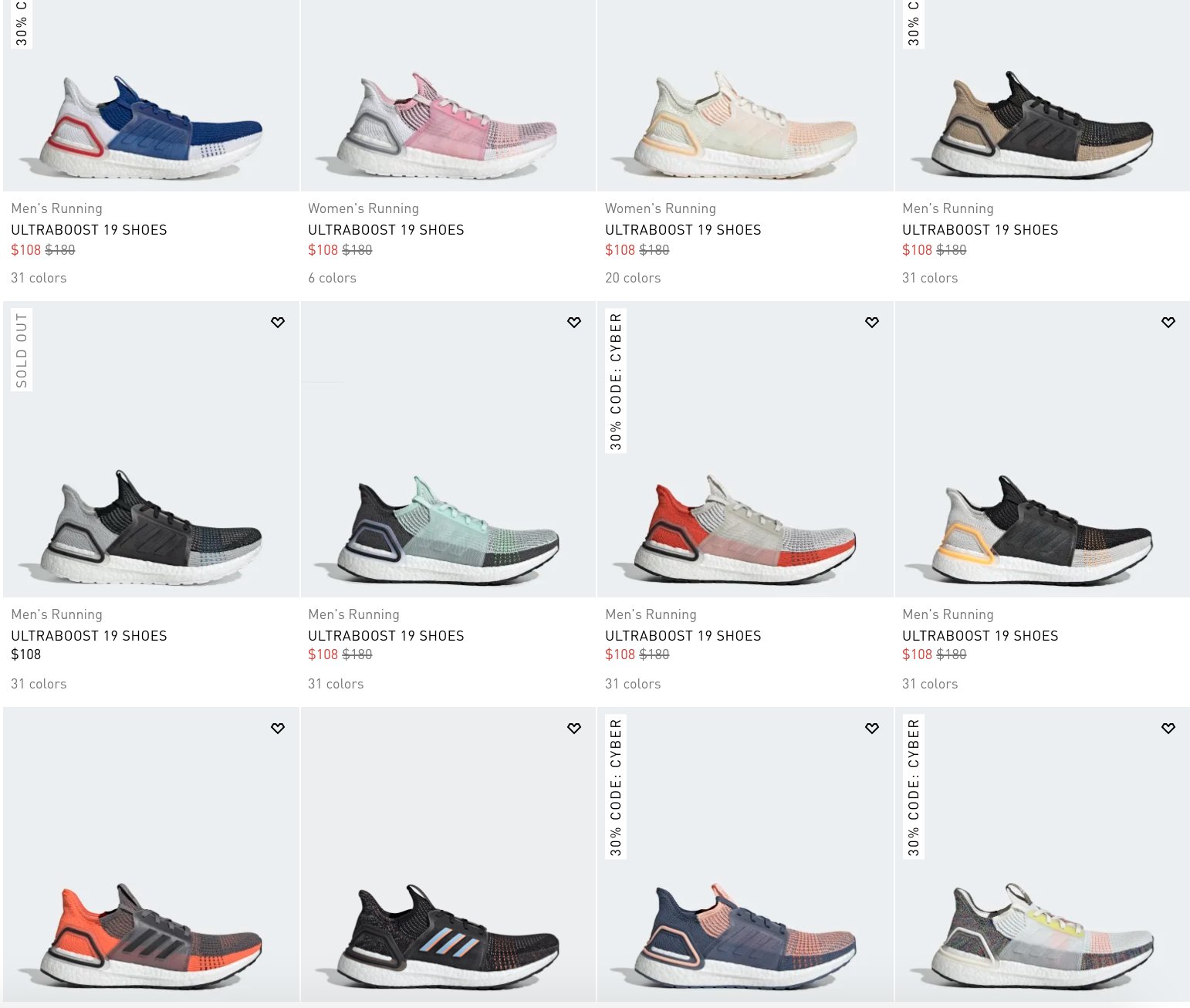 ultra boost 20 all colors