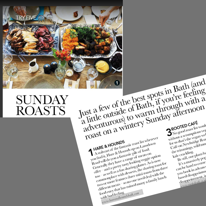 HareHoundsBath's tweet photo. Lovely to be included in @BathLifeMag top 5 Sunday lunches! Booking recommended - please call 01225 482682.
#SundayRoast #BathLifeMag #SharingRoasts #SundaysAreForRoasts https://t.co/kQrMUu2GKF