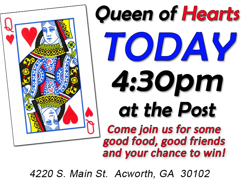 Post304Acworth's tweet photo. It's Sunday, which means QUEEN OF HEARTS at 4:30pm. https://t.co/UmXtOTXD8o