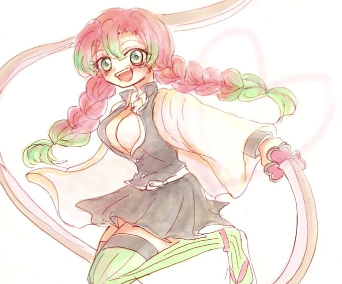 咲きたて橙二🌸さんがTwitterに投稿した甘露寺蜜璃(鬼滅の刃)のイラスト。