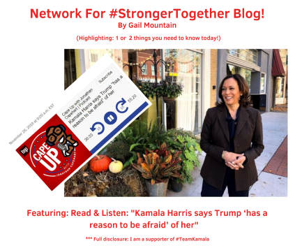 GKMTNtwits's tweet photo. Read &amp; Listen: "Kamala Harris says Trump ‘has a reason to be afraid’ of her" / AND: "Almost Half Of Men In The U.S. Are Uncomfortable With A Female President" @NoraWD @ErnieApreza @J_WashingtonSC @CraigBrownNH #Network4StrongerTogether Blog! 👉🏼 ://bit.ly/2OGcfCF g. 💮 #Its2020Now https://t.co/YOT8TPjALS