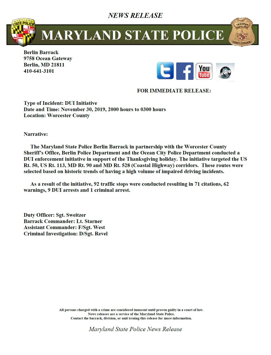 Maryland State Police Berlin Barrack (@mspberlin) on Twitter photo 