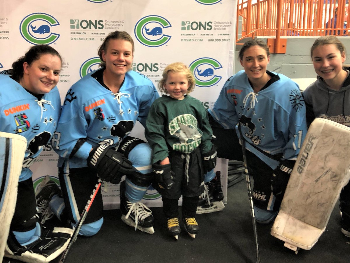 Shoreline_Shark's tweet photo. We love seeing @CTWhale_NWHL inspiring Sharks of all ages. Our honorary captains from our U14 Black and Learn to Play Clinic loved watching the game. Good luck today! Puck drops at 4:10 pm in Danbury! #finusup #RoleModels #ctwhale #ctshorelinesharks #cthockey #girlshockey https://t.co/O9MjCkLzR8