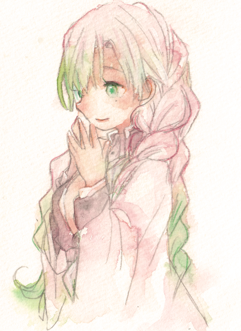 左野ナオイ🐧華激ノ宴🌻幽19さんがTwitterに投稿した甘露寺蜜璃(鬼滅の刃)のイラスト。